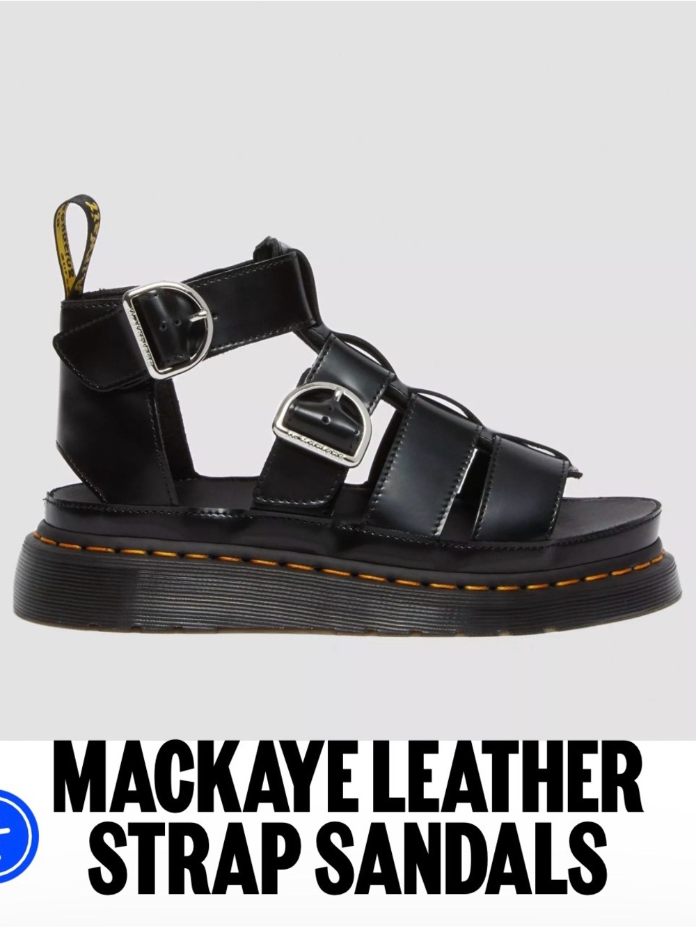 Dr. Martens Black Leather Platform Strap Sandals- Fisherman Sandals